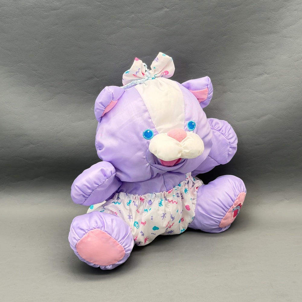 Vtg 1999 Fisher Price Pufflalump Care For Me Plush Purple Baby Cat Kitten